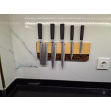 Af Epoxyart 38 cm - Sanatsal Epoksi Mıknatıslı Bıçak Standı – Ahşap Detaylı, Modern Mutfaklara Özel - Epoksi Içinde Ahşap Tasarımlı Manyetik Bıçak Tutucu – Güçlü Mıknatıs, Duvar Tipi