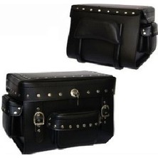 Ebakbak Motosiklet Deri Yan Çanta Siyah Choper Model Cruis Motorcu Çantası