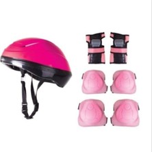 Feyza Design Çocuklar Için Pembe Scooter Koruyucu Seti, Kask, Dirseklik ve Bileklik
