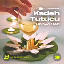 3D Print Marketim Kadeh Tutucu Banyo Seti, Jakuzi Küvet Banyo Aksesuarı ve Kadeh Tutucusu, Banyo Mum Tutucusu Zambak Şekli Ile