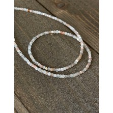 Aida Jewelss 14 Ayar Altın Dorika Detaylı Doğal Güneş Taşı Taşlı Zarif Altın Kolye