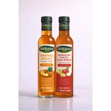His Naturel Sandaloz Sakızlı Yeşil Elma Ananas Sirkesi Hızlı Toksin, Içilebilir Doğal 2'li Set