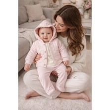 Bubiee Baby Tarz Bebekler Için Cupcake Figürlü Kapitone Ceketli Mevsimlik 3'lü Set