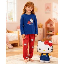 NiCe İç Giyim Hello Kitty Lacivert Kırmızı Polar Kız Çocuk Pijama Takımı Kışlık Yumuşacık Karne Hediyesi