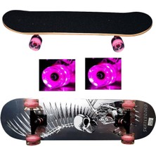 Feyza Design Zımparalı Silikon Tekerli Işıklı Kaykay, 80X20 Cm, Profesyonel Kullanım