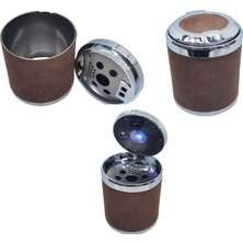 Life Tuning Işıklı Küllük Deri Kaplamalı-Basmalı Kahve / ICKU60-2