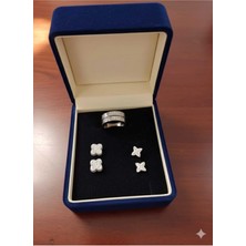 Glimz Jewelry Zirkon Taşlı Üçlü Küpe Seti