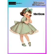 Podyum Baskı Vintage  Kız Ütü ile Yapışan Tekstil Tşört Baskı