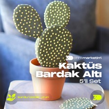 3D Print Marketim Kaktüs Desenli Bardak Altlığı ve Dekoratif Vazosu ile Birlikte Saksı