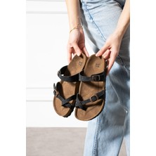 Nmoda Günlük Terlik - Ortopedik Tabanlı Terlik Çift Bantlı Tokalı Günlük Rahat Ev & Dışarı Terliği