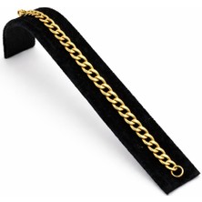 Pangu Kalın Bakla Zincir Altın Renk Çelik Bilekli