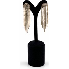 Pangu Zirkon Taşlı Sallantılı Püsküllü Çelik Küpe