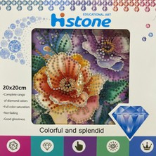 Elegantshop 5d Yapışan Boncuk Goblen Mozaik Tablo Pano 20*20 cm Çiçekler