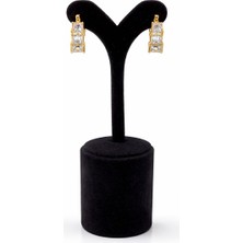 Pangu Kare Kesim Zirkon Taşlı Altın Renk Halka Çelik Küpe