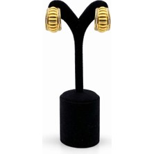 Pangu Zirkon Taş Detaylı Bombe Altın Renk Çelik Küpe