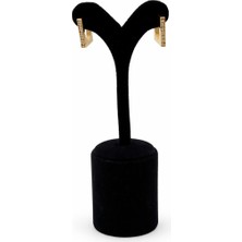 Pangu Altın Renk Taşlı Dikdörtgen Çelik Kadın Küpe