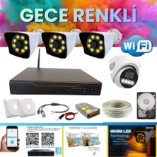 Arna 3 Dış 1 Iç 4 Kameralı Gece Renkli Wıfı Ozellikli 2 Tb HDD Dahil Güvenlik Kamera Seti - ST02420WR