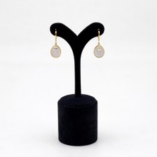 Pangu Damla Form Zirkon Taş ve Sedef Detaylı Çelik Kadın Küpe