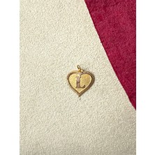 Rupen Kraft 14 Ayar Altın L Harfi Kolye Ucu Altın Kalpli Harf Kolye Ucu Altın Harf