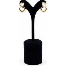 Pangu Ikili Kalp Formlu Çelik Kadın Küpe