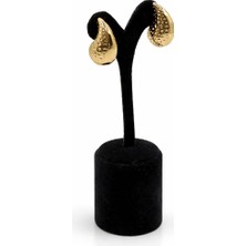 Pangu Dokulu Damla Form Altın Renk Çelik Küpe