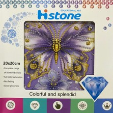 Elegantshop 5d Yapışan Boncuk Goblen Mozaik Tablo Pano 20*20 cm Kelebek