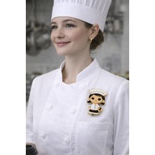 Modex Altın Rengi Mineli Sevimli Kadın Aşçı Broş (4cm)