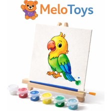 Melo Toys Melotoys 6’lı Tuval Boyama Seti – Şövaleli, Akrilik Boya, Çocuklar Için Eğitici Resim Seti