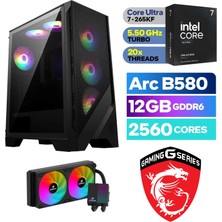 MSI Şafak-Gaming | Intel Core Ultra 7 265KF | 12GB Intel Arc B580 | 32GB Ddr5 | 1tb Nvme SSD | Win 11 Pro | Yapay Zeka Destekli Oyuncu Bilgisayarı