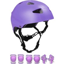 PremiumPort Lila Mor Çocuk Spor Kaskı ve Koruyucu Seti, Güvenle Hareket Et!