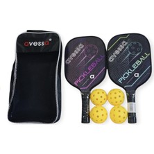 PremiumPort PKL-150 Ahşap Pickle Paddle 2 Raket 4 Top Çantalı Set, Dayanıklı ve Kaymaz Yüzey
