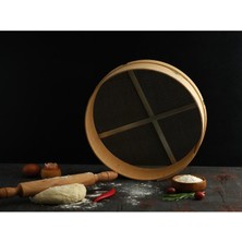 abnturk 25 cm  Orta  Boy Ahşap Çerçeveli Paslanmaz Çelik Un Eleği