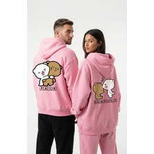 NEVERMIND Nevermind Unisex Oversize Ayıcık Baskılı Çift Hoodie