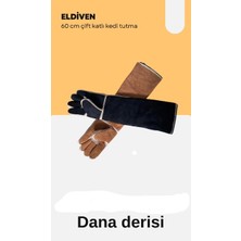 Göktulpar Kedi Tutma Eldiveni Çift Kat  Dana Derisi 60 cm