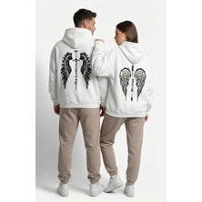 Nevermind Unisex His Angel & Her Guardian Baskılı Sevgili Kombini Hoodie Seti