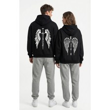 Nevermind Unisex His Angel & Her Guardian Baskılı Sevgili Kombini Hoodie Seti