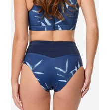 Decathlon Olaian Kadın Yüksek Bel Bikini Altı - Mavi - Desenli - Rosa