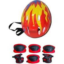 Feyza Design Renkli Hafif Çocuk Scooter ve Kaykay Koruma Seti, 6 Parça Kırmızı