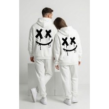 Nevermind Unisex Smile Baskılı Sevgili Kombini Oversize Hoodie Seti