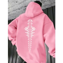 Nevermind Unisex Oversize Siyah Hoodie Omurga Figürlü Geometrik Baskılı Kapüşonlu Streetwear Sweatshirt