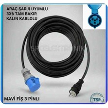 Ev Tipi Araç Şarjı  Uzatması 3x6 Ttr Tam Bakır Hes Kablolu Seyyar (1 ile 40 Metre Arası) Araç Şarjı Dönüştürücülü Uzatma