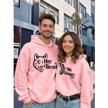 Nevermind Sevgili Çift Kombin Hoodie Set His Beauty Her Beast Baskılı Unisex Oversize 3 Iplik