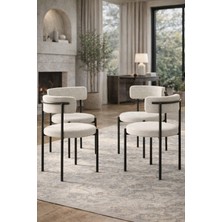 Todek Home Capri 4 Kişilik Teddy Sandalye Takımı - Modern Metal Ayaklı Mutfak ve Yemek Masası Sandalyesi