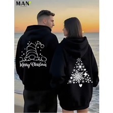 Nevermind Merry Christmas Sevgili Kombini 2'li Oversize Unisex Kapüşonlu Sweatshirt Seti