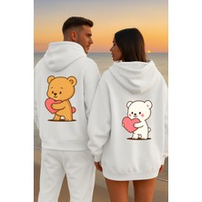 Nevermind Kalpli Ayıcık Sevgili Kombini Hoodie – Unisex Oversize Çift Sweatshirt 2’li Set