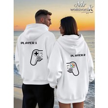 Nevermind Player 1 Player 2 Sevgili Kombini Hoodie – Unisex Oversize Kapüşonlu Sweatshirt 2’li Set