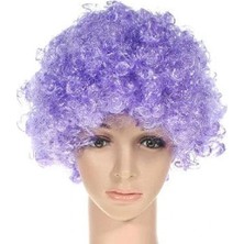 VeraGlobe Buğz Mor Renkli Kıvırcık Peruk