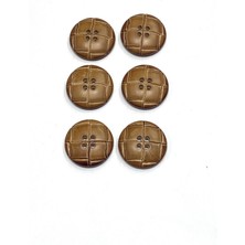 Kaban Mont Düğmesi Italyan Düğme / Deri Görünümlü / Hardal / 6 Lı Set / 2,7 cm