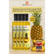 Bromelain Ananas Içeren Detox Şurubu 4 Adet 4X250 ml 100 gr Chia Tohumu Hediyeli