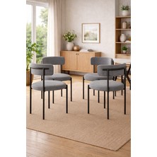 Todek Home Capri 4 Kişilik Teddy Sandalye Takımı - Modern Metal Ayaklı Mutfak ve Yemek Masası Sandalyesi